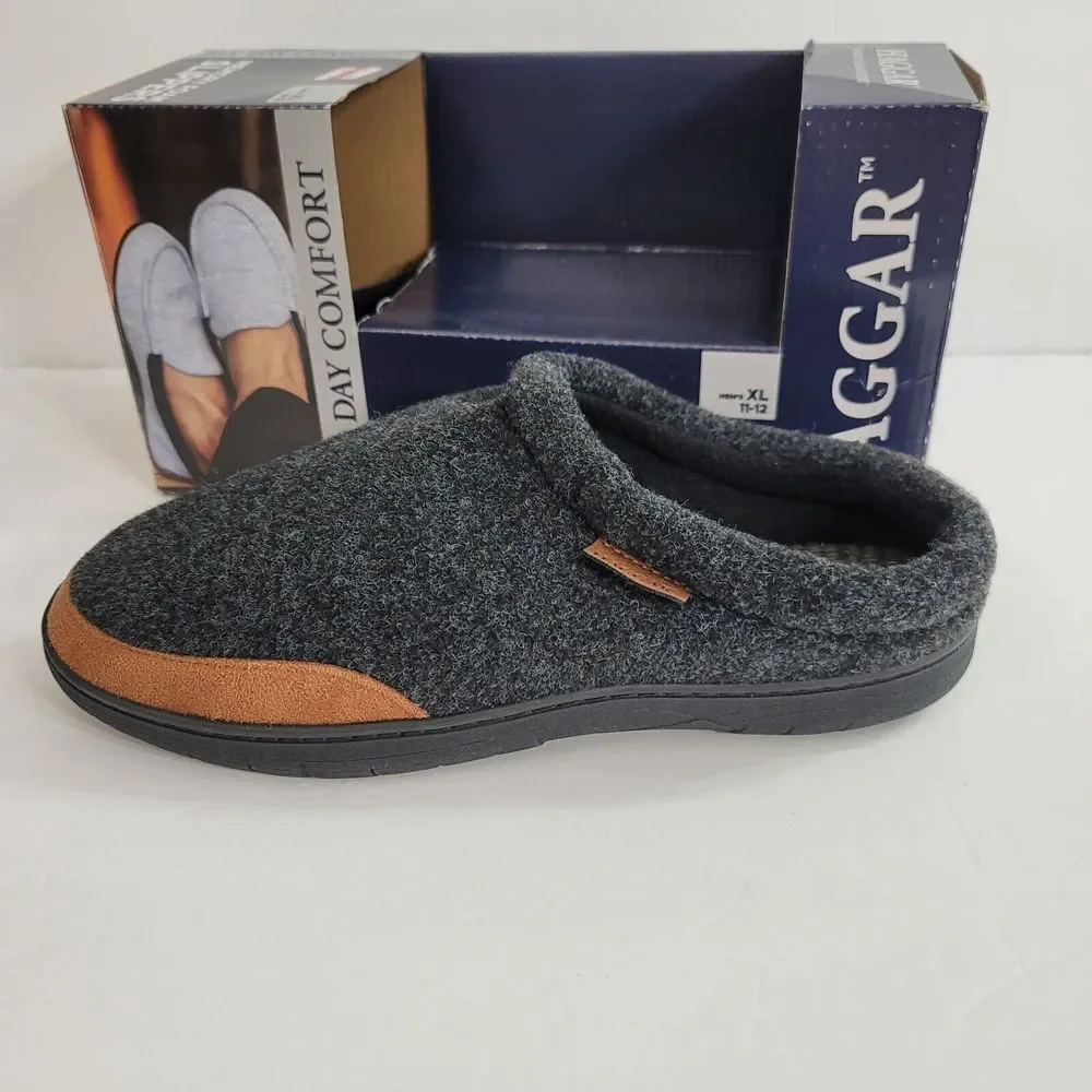 Haggar Slippers Mens XL 11-12 Charcoal Grey‎ Faux Bumpers Slip on Slide $52 NEW